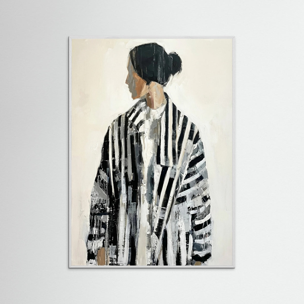 White Wood Striped Gaze