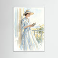 White Wood Striped Serenity Blue