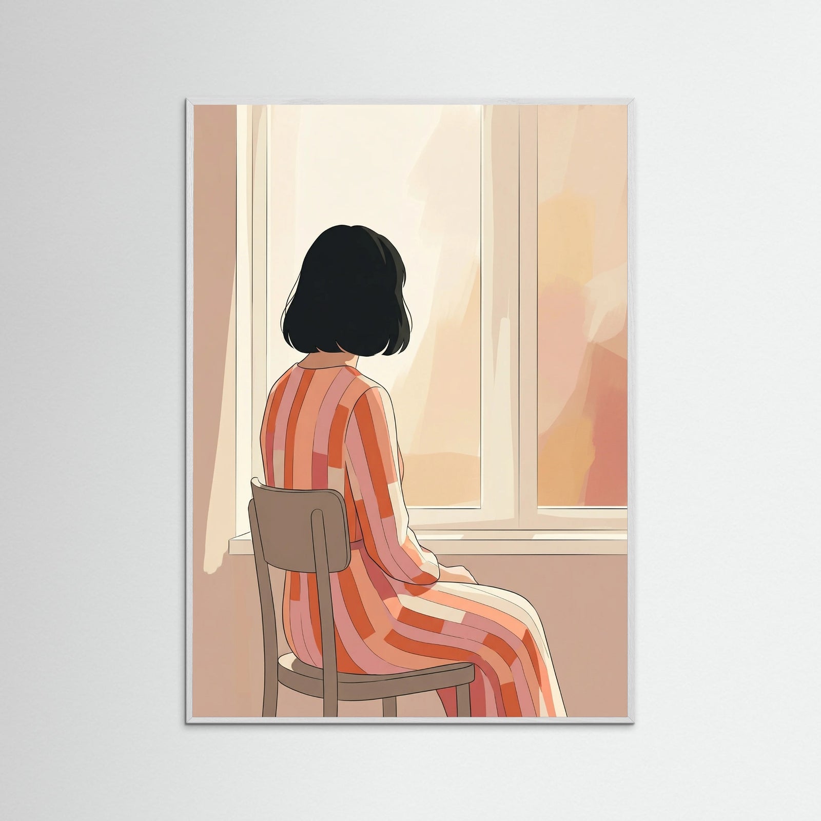 White Wood Striped Serenity Pink