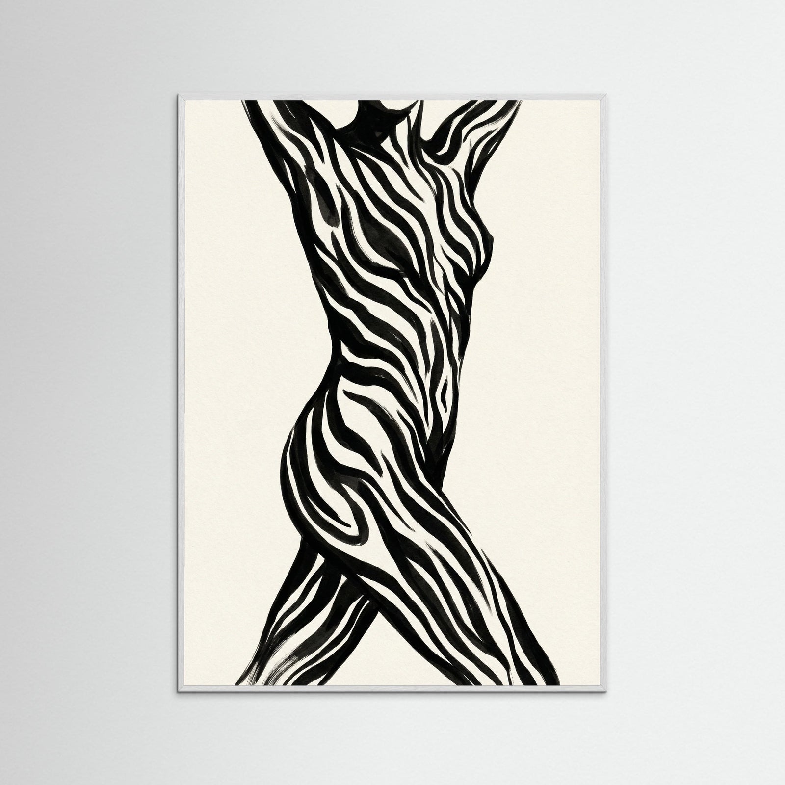 White Wood Striped Silhouette Black