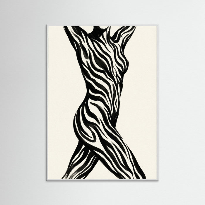 White Wood Striped Silhouette Black