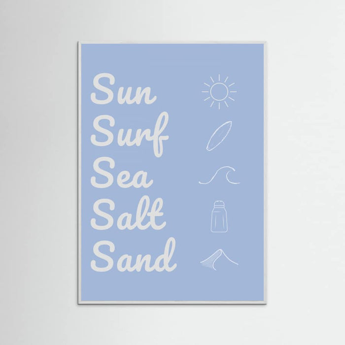 Sun Surf Sea Salt Sand Light Blue Poster – plakat og kunsttryk