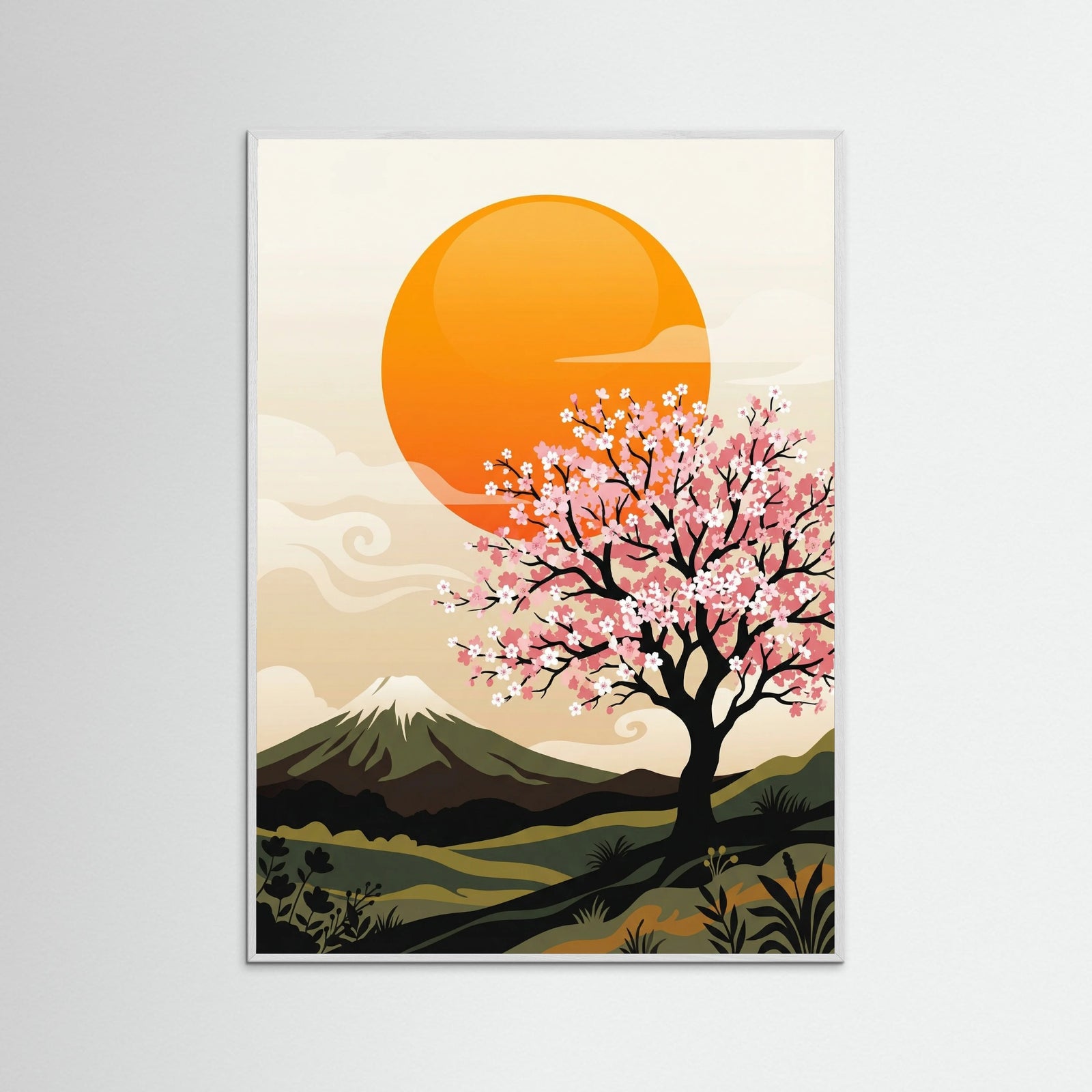 White Wood Sunrise Crane