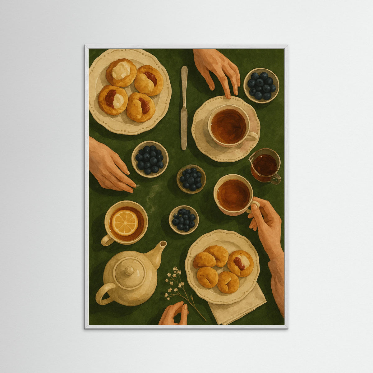 White Wood Tea Time Canvas