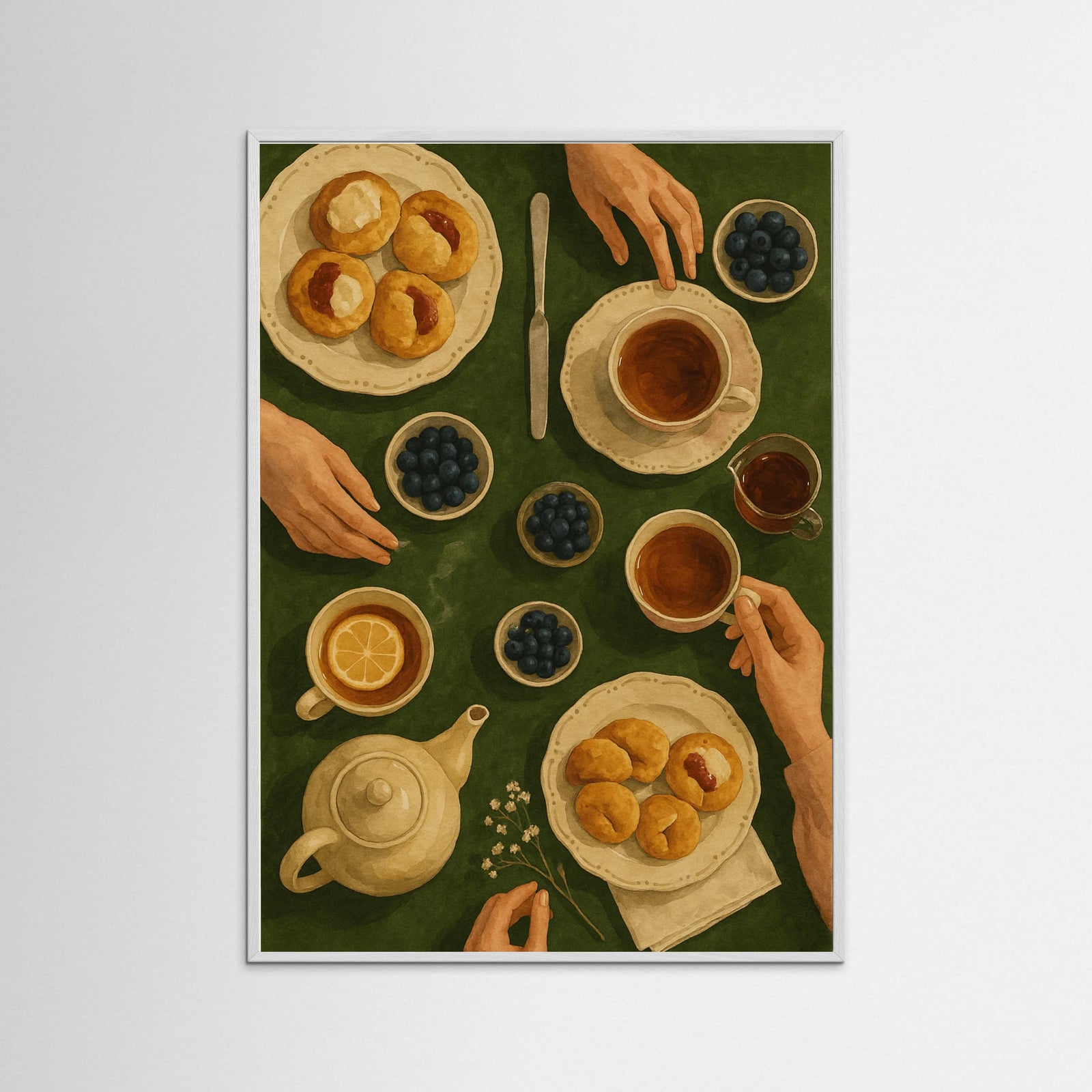 White Wood Tea Time Canvas