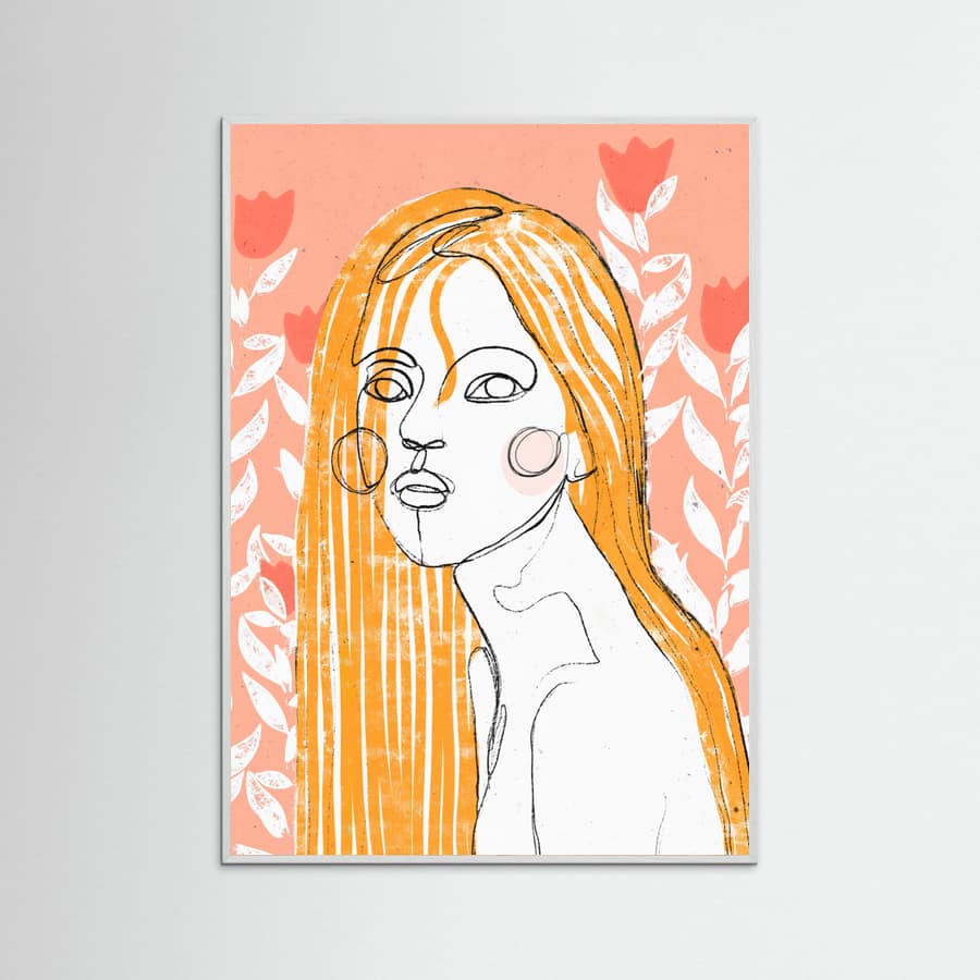 The Tulip Girl (Peach) -juliste – juliste ja taidepainatus