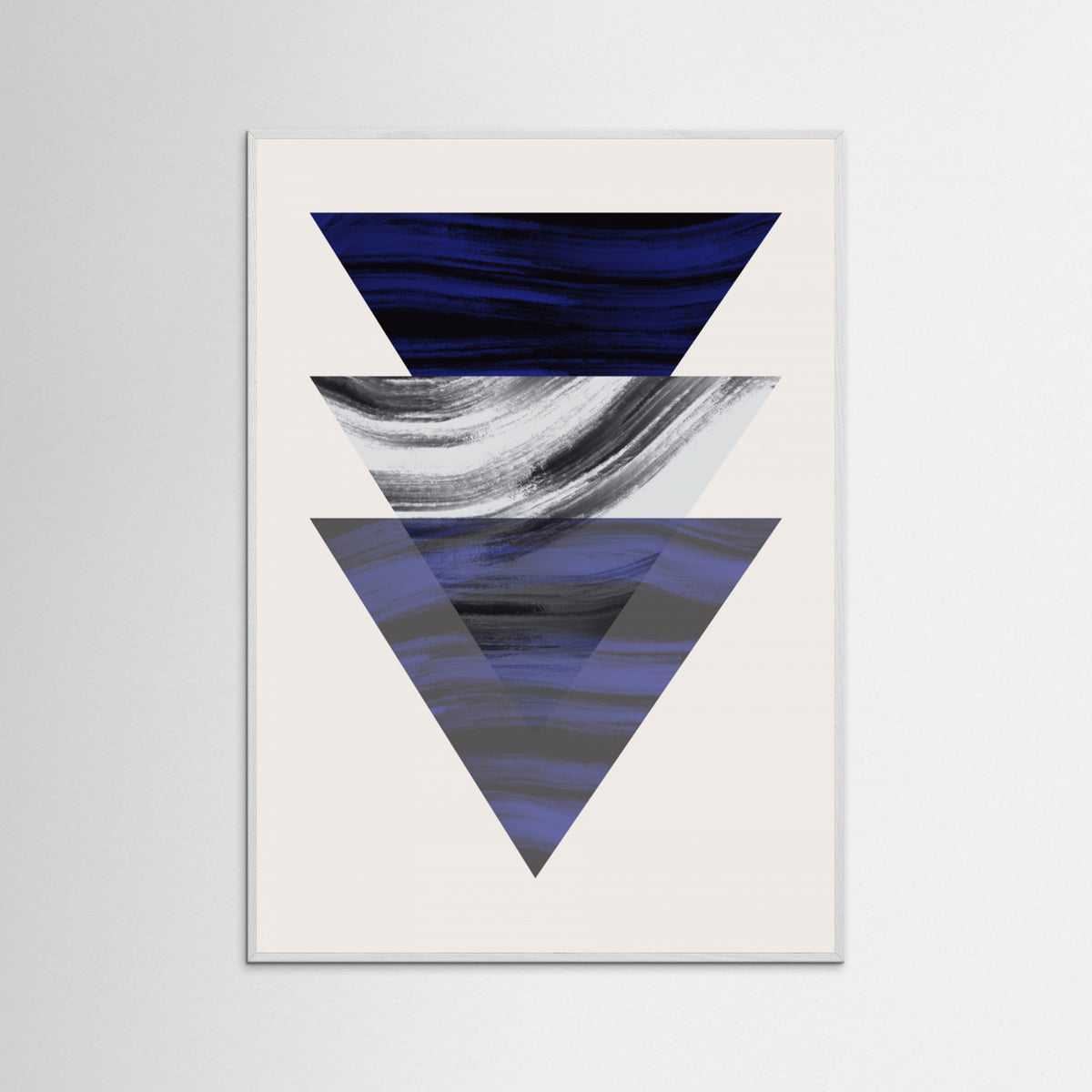 White Wood Three Triangular Geometric Poster