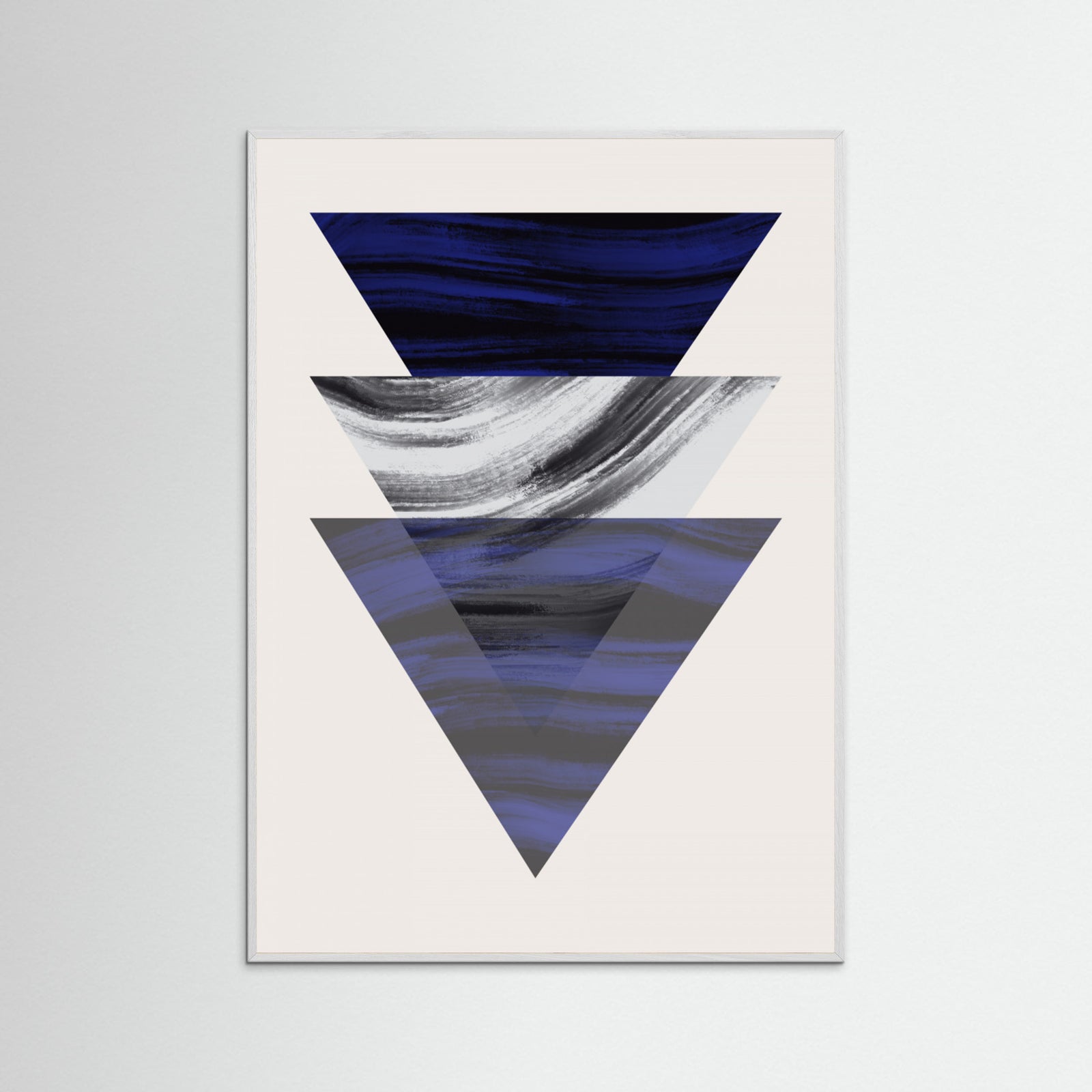 White Wood Three Triangular Geometric Poster