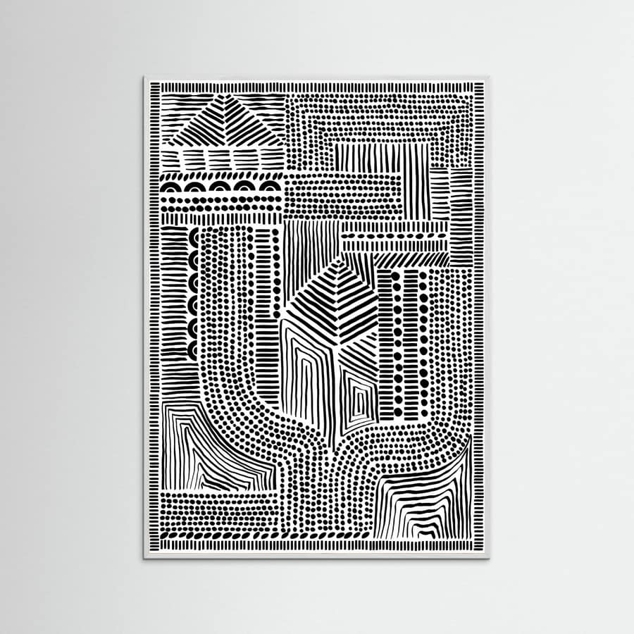 White Wood Tribal Abstract Poster