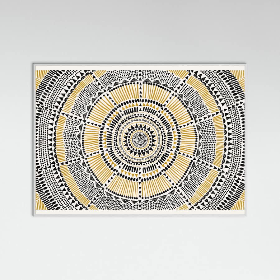 White Wood Tribal Sun Poster