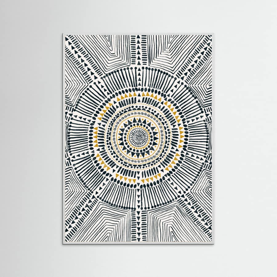 White Wood Tribal Sun Poster