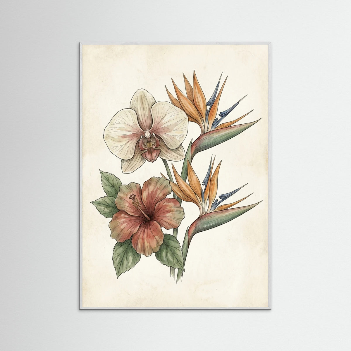 White Wood Tropical Palm Study