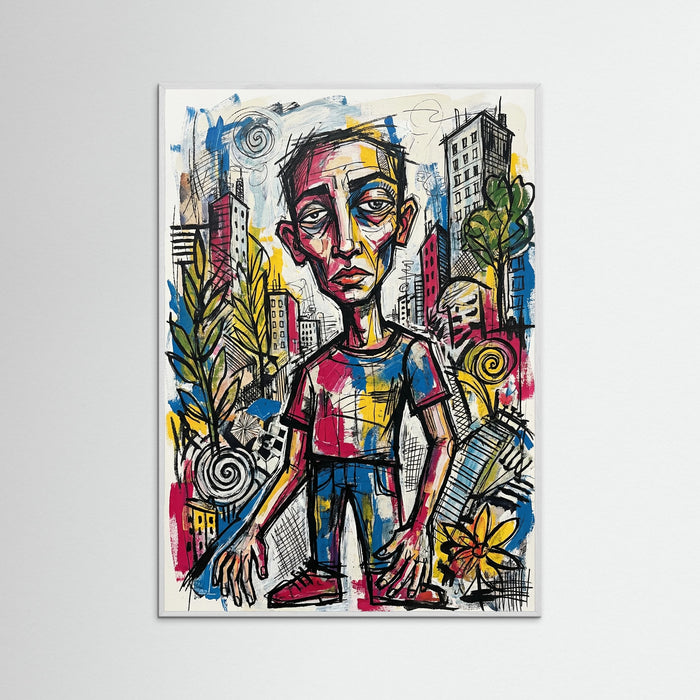 White Wood Vibrant Figurative Mosaic