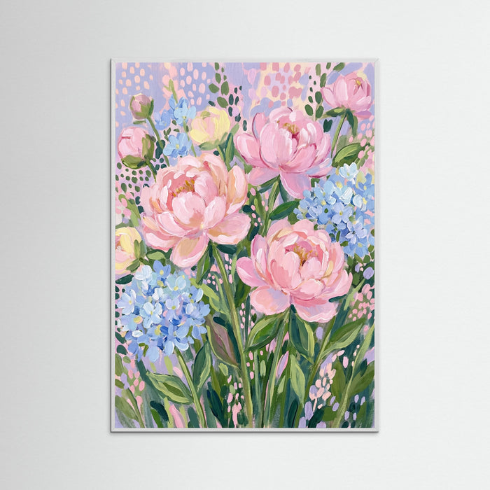 White Wood Vibrant Floral Medley