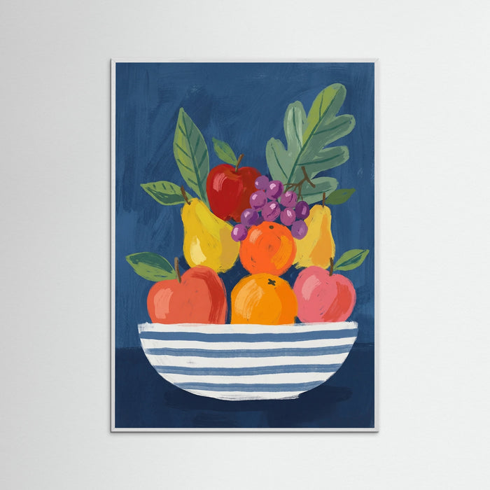 White Wood Vibrant Floral Vase Blue
