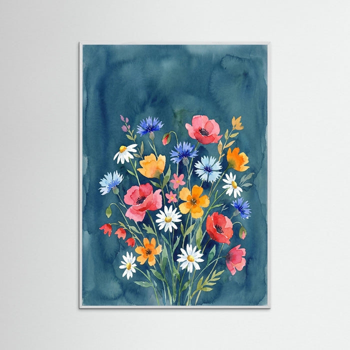 White Wood Vibrant Floral Vase
