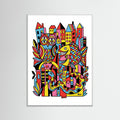 White Wood Vibrant Folk Faces