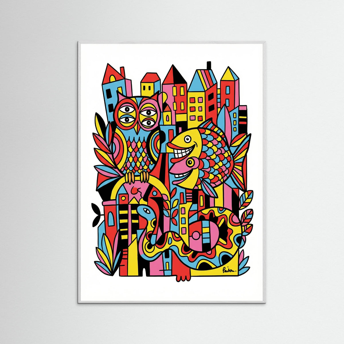 White Wood Vibrant Folk Faces
