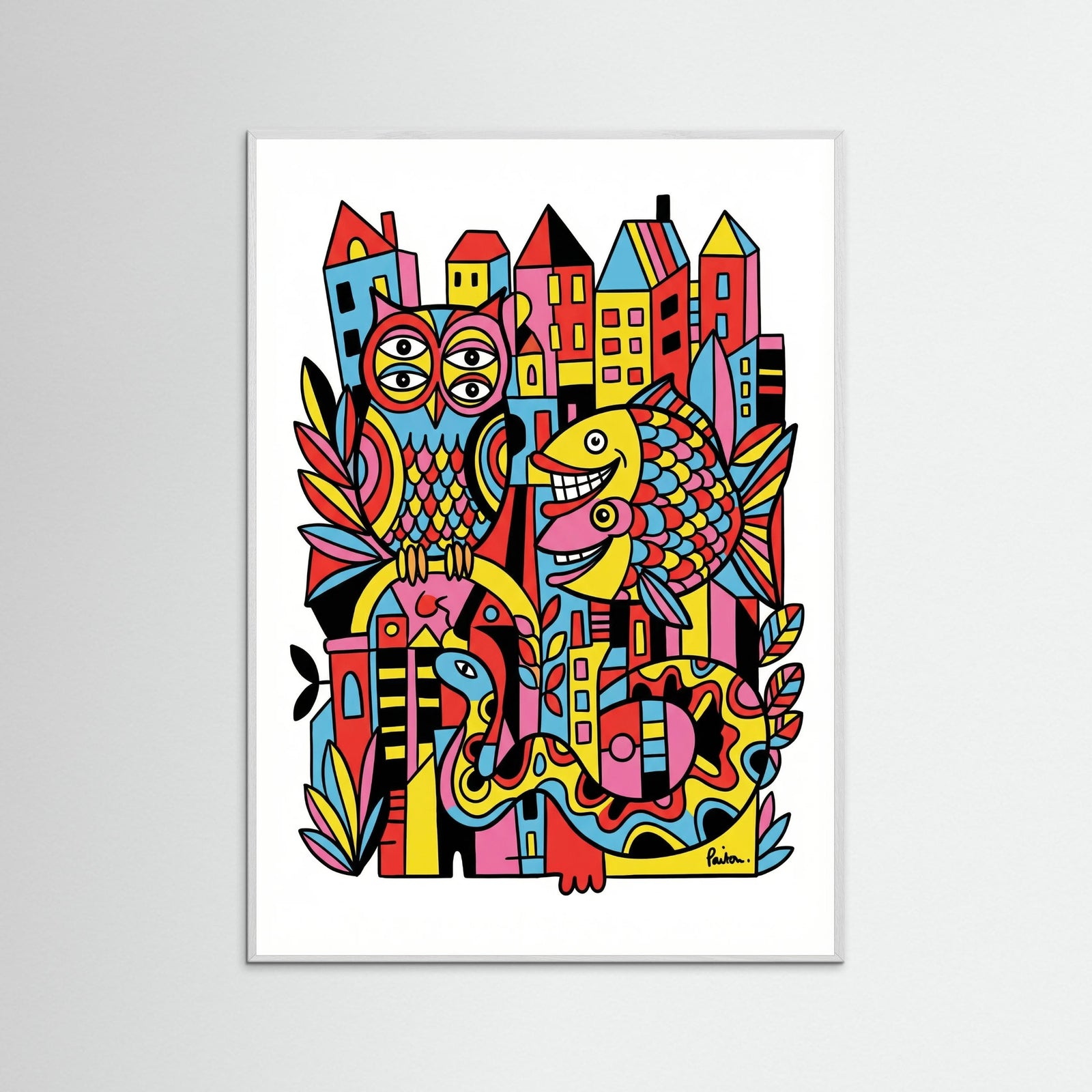 White Wood Vibrant Folk Faces