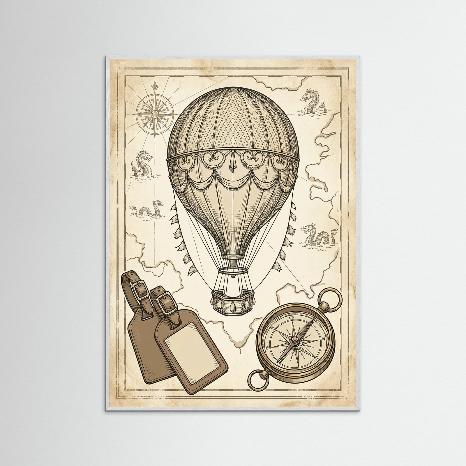 White Wood Vintage Travel Elegance