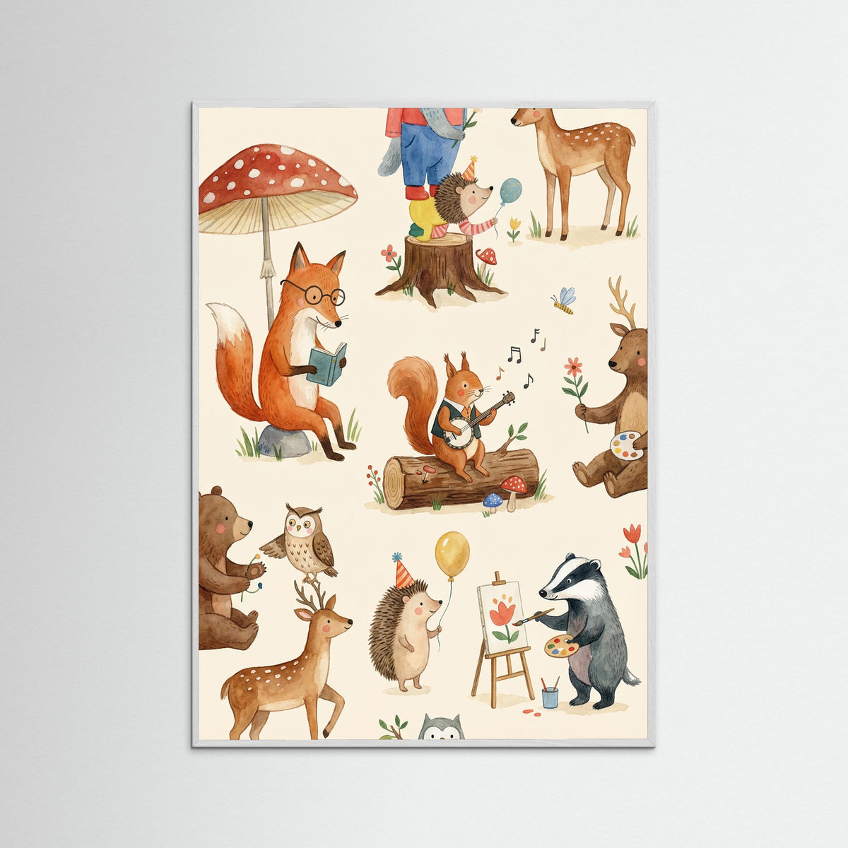 White Wood Whimsical Alphabet Beige