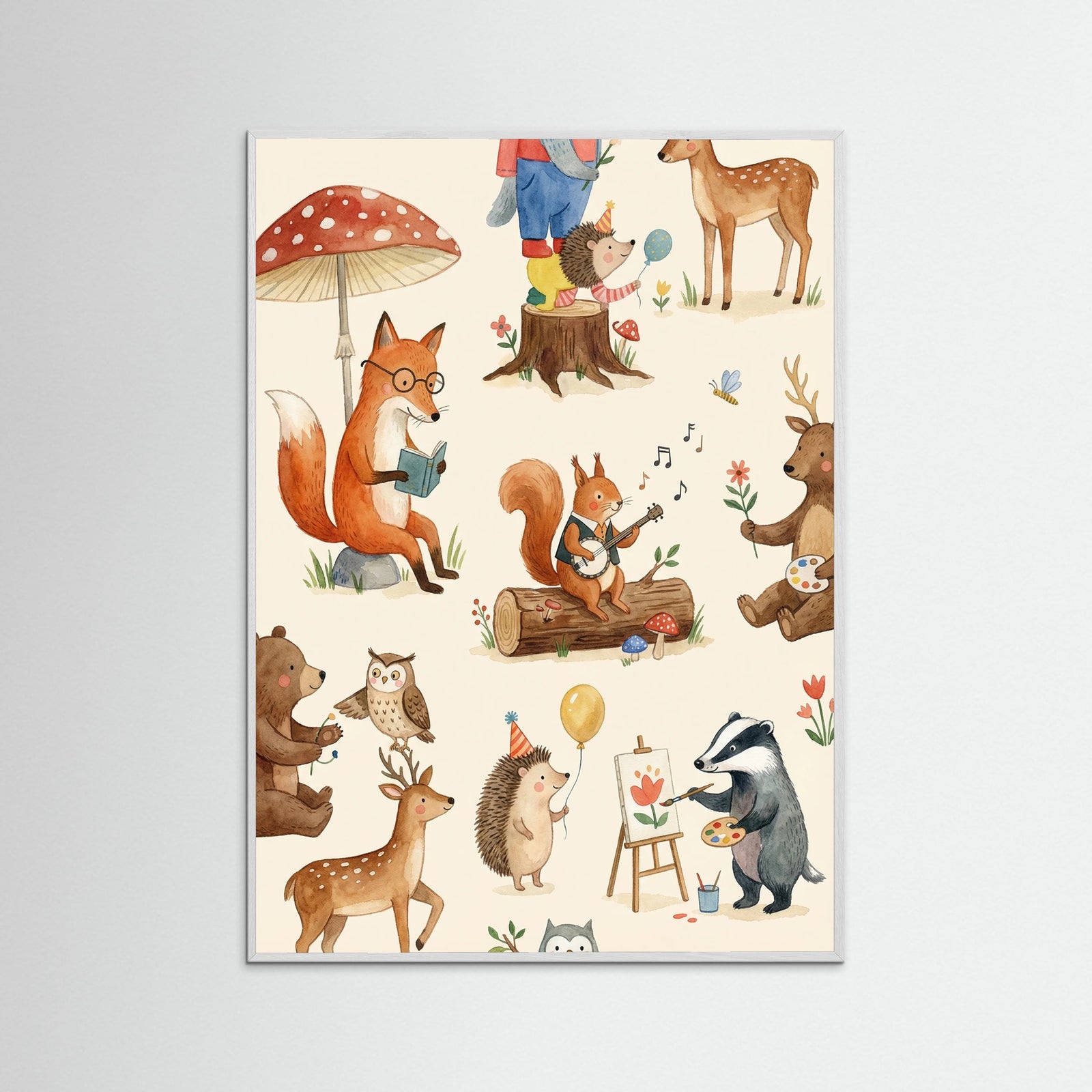 White Wood Whimsical Alphabet Beige