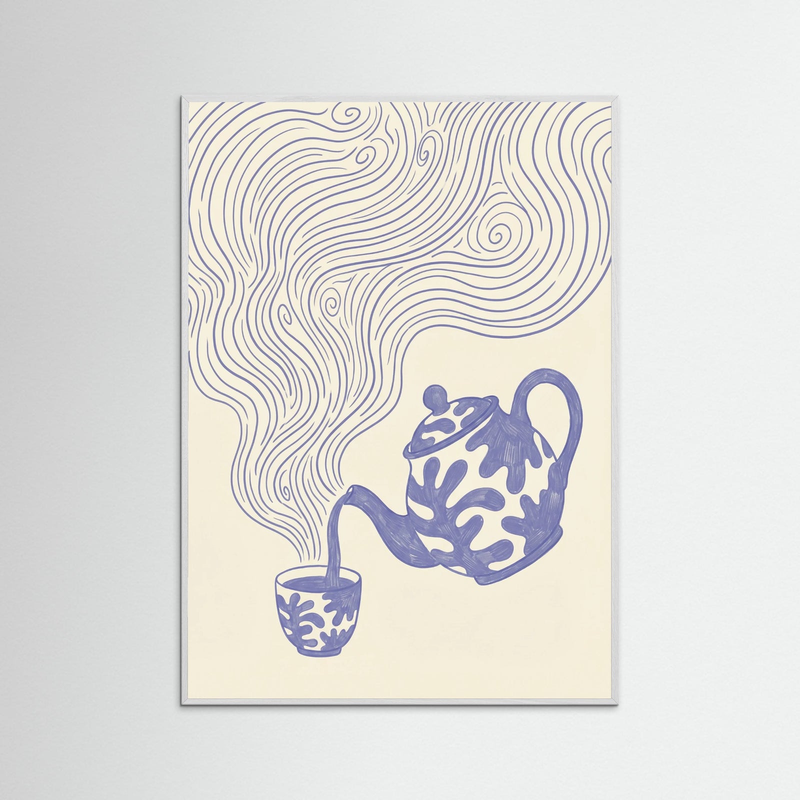 White Wood Whimsical Coffee Swirls