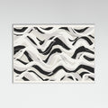 White Wood White Black Waves Pattern Square Poster