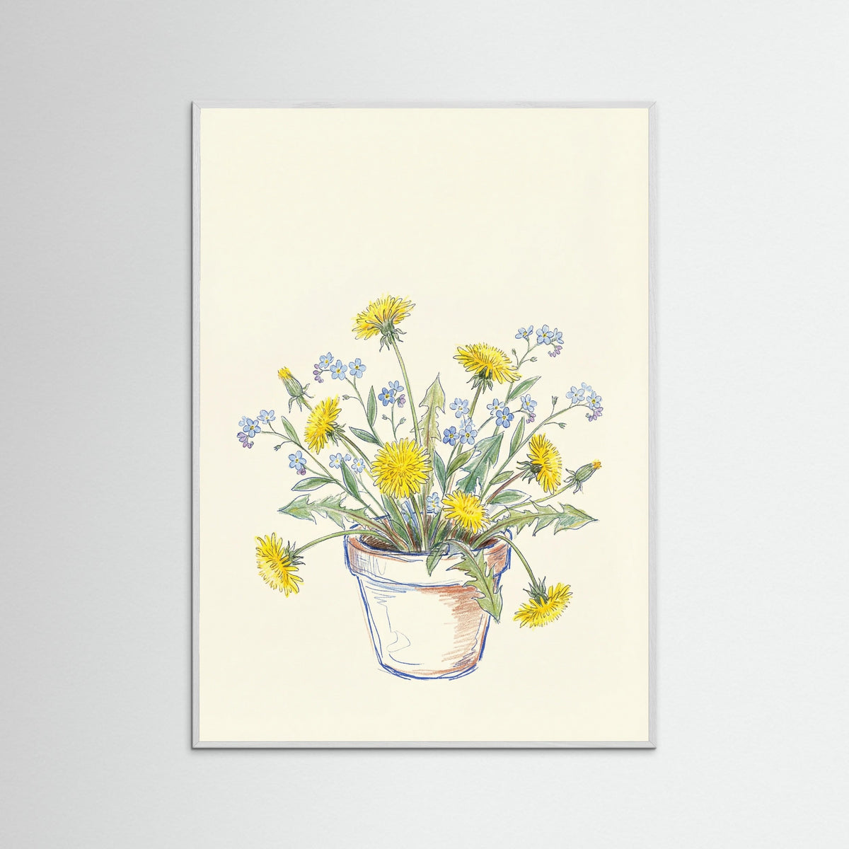 White Wood Wildflower Sketch Vase