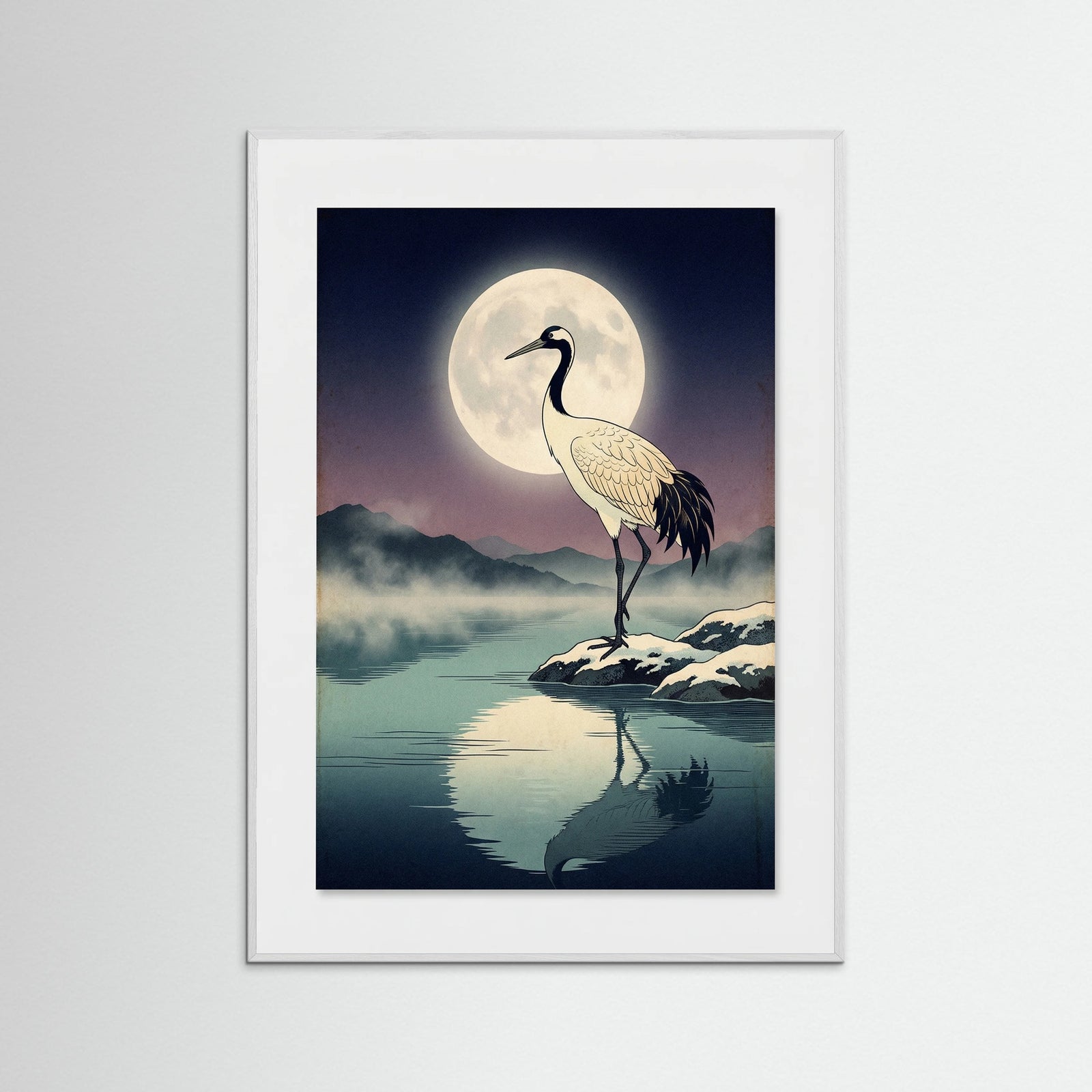 White Wood Winter Heron