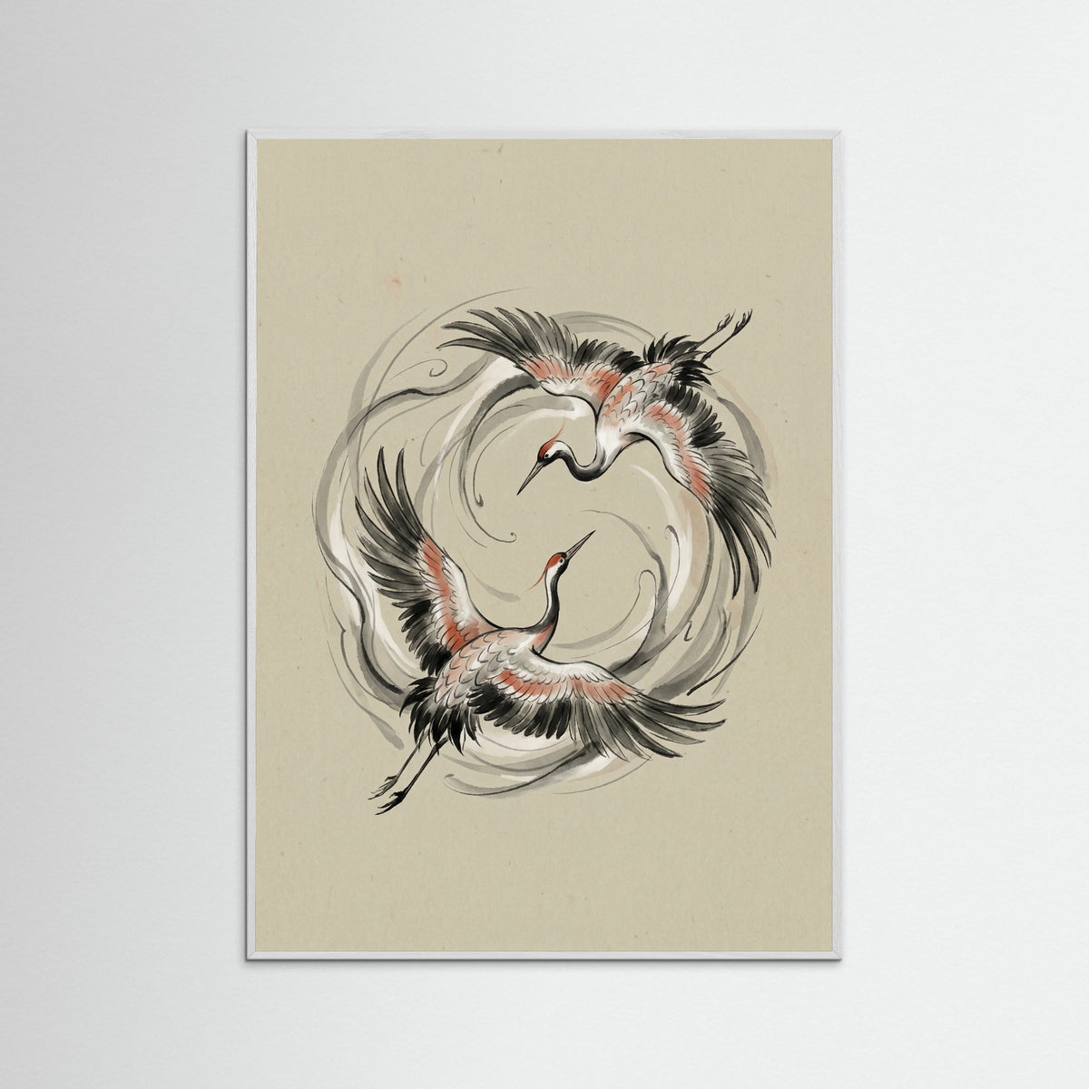 White Wood Yin Yang Koi