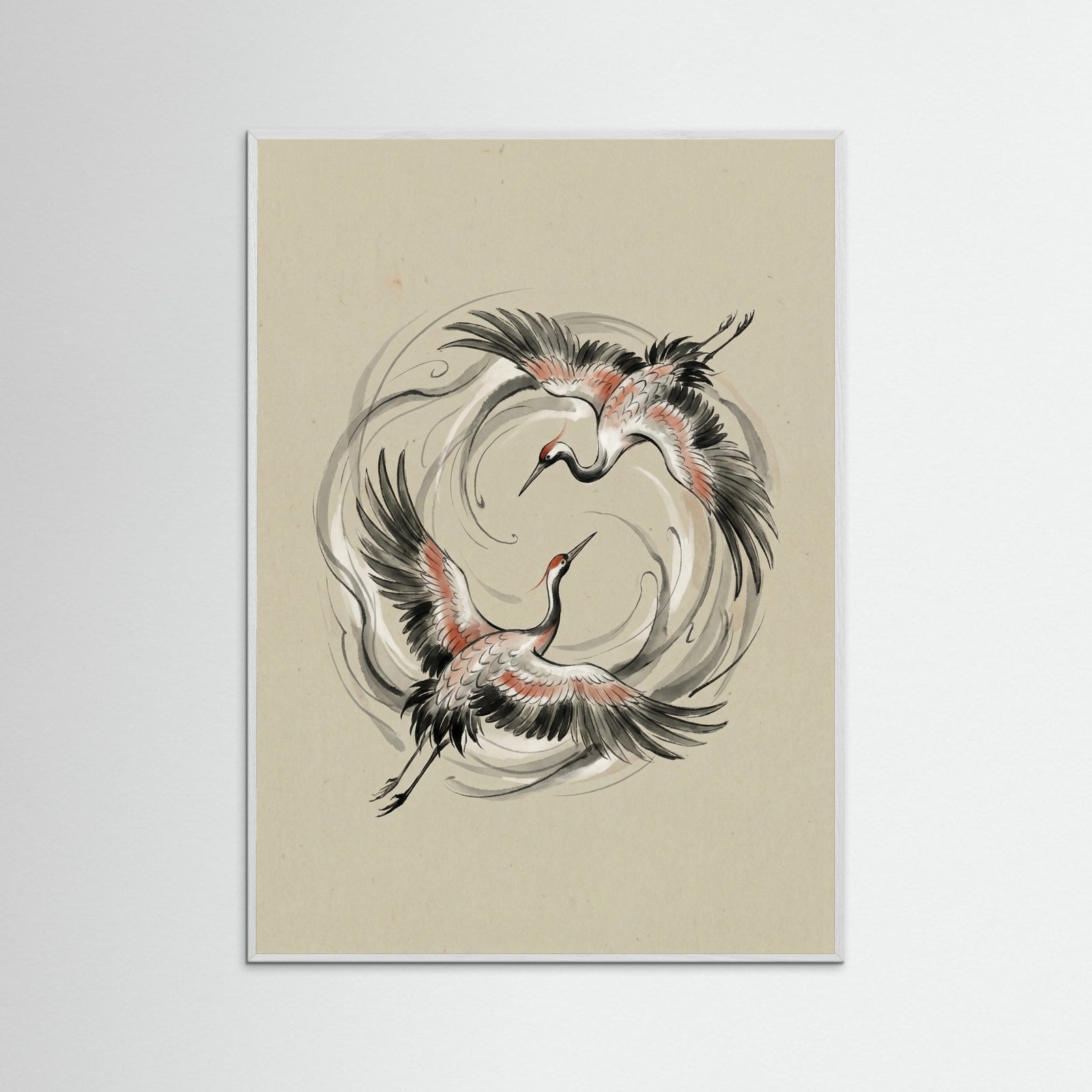 White Wood Yin Yang Koi
