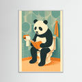 White Wood panda On Toilet