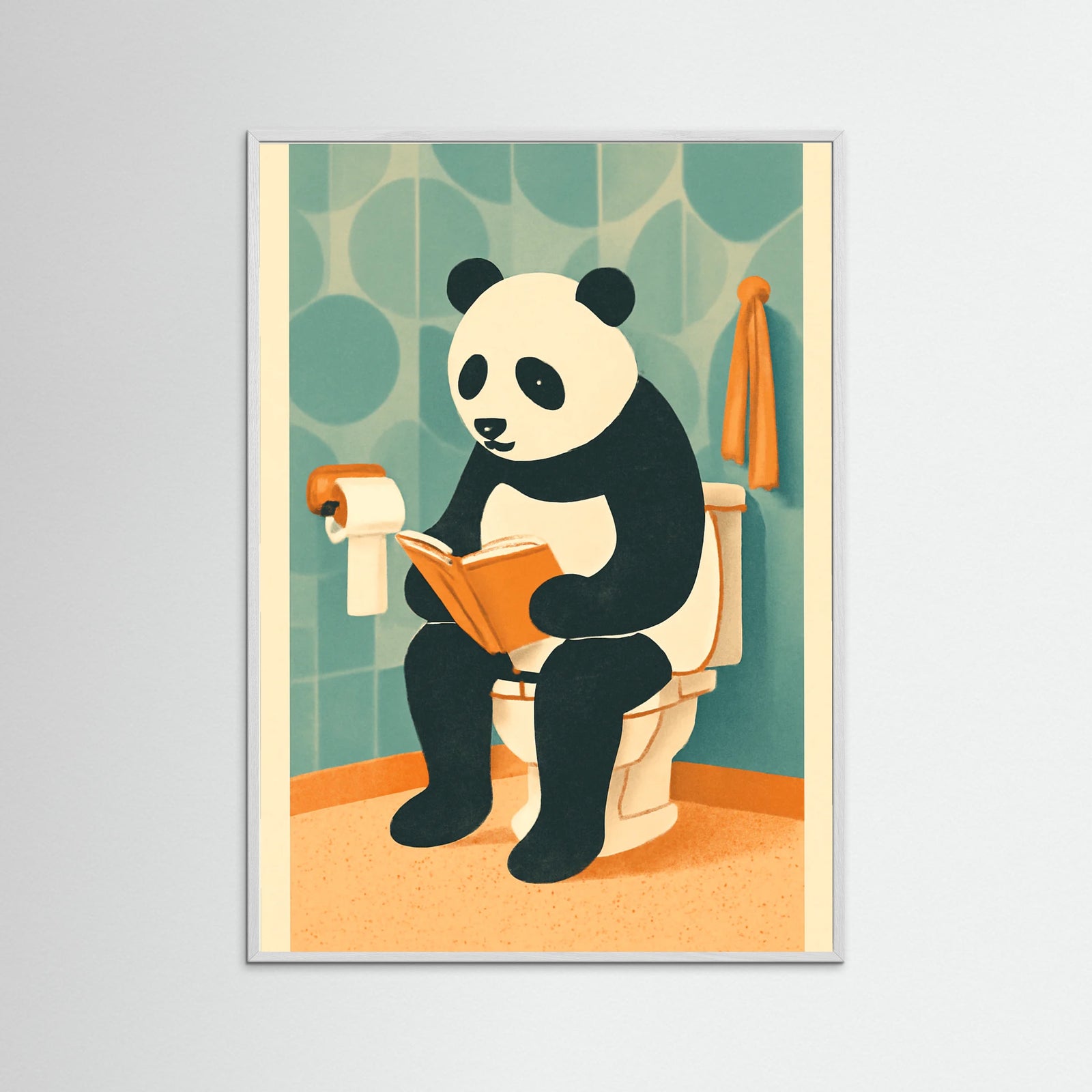 White Wood panda On Toilet