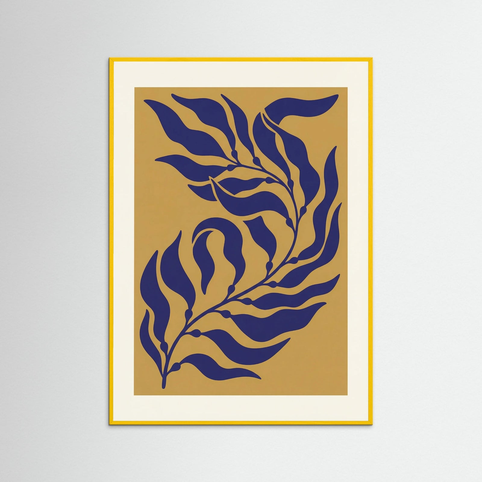 Yellow Wood Abstract Blue Coral