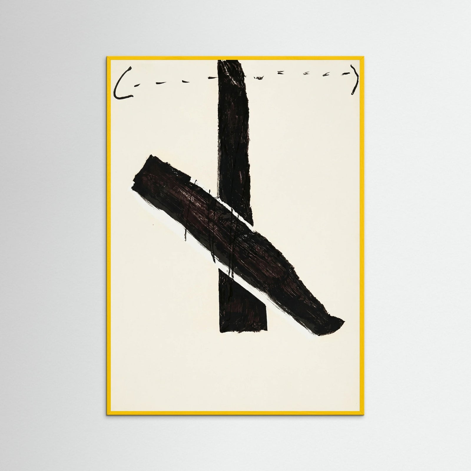 Yellow Wood Abstract Brush Mark