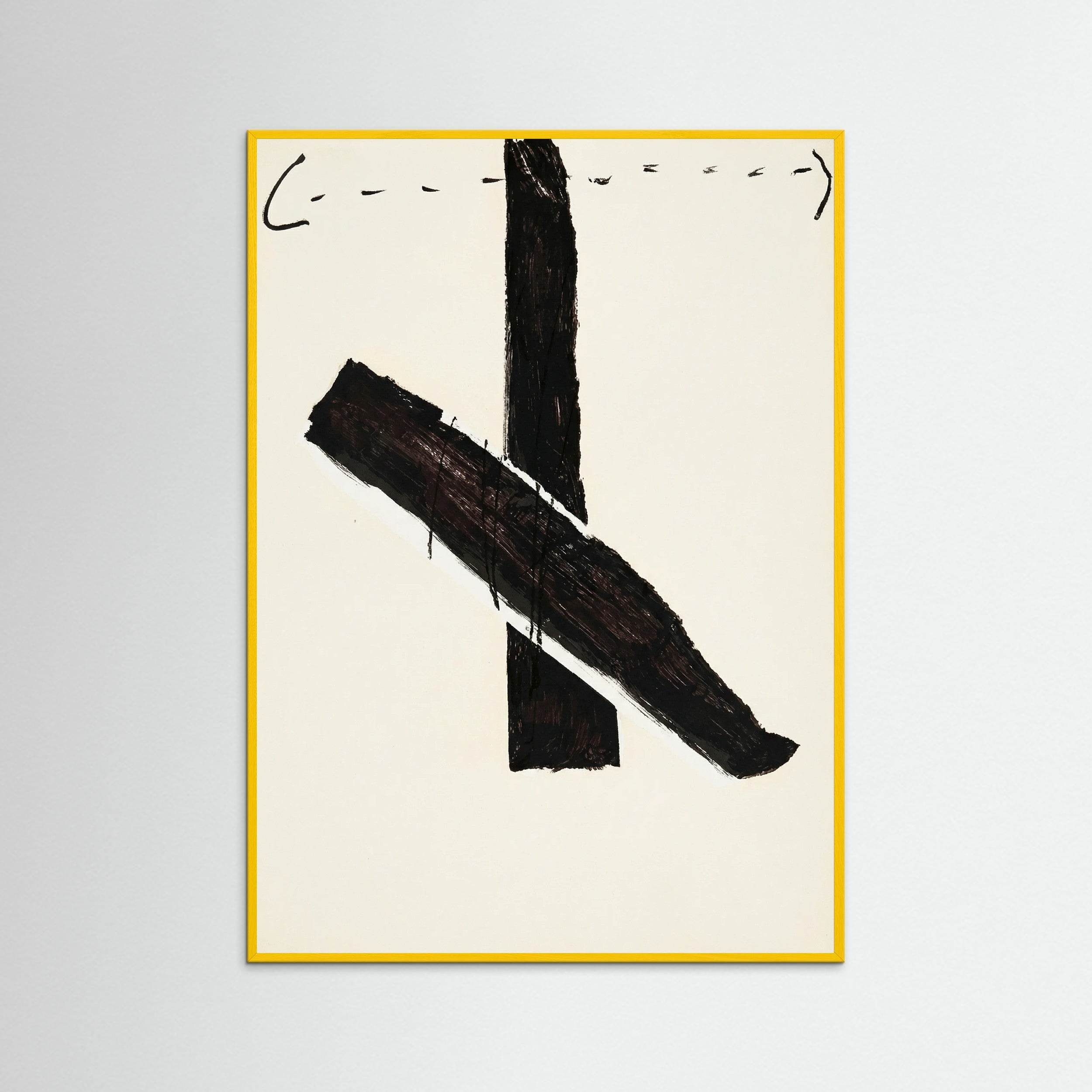 Yellow Wood Abstract Brush Mark