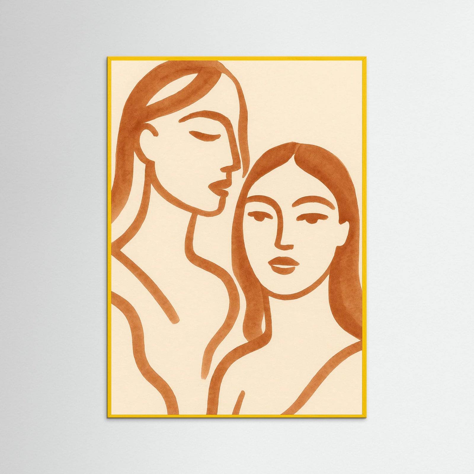 Yellow Wood Abstract Faces