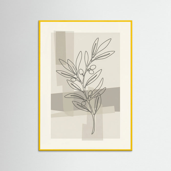 Yellow Wood Abstract Floral Contour