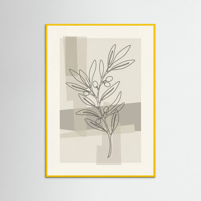 Yellow Wood Abstract Floral Contour