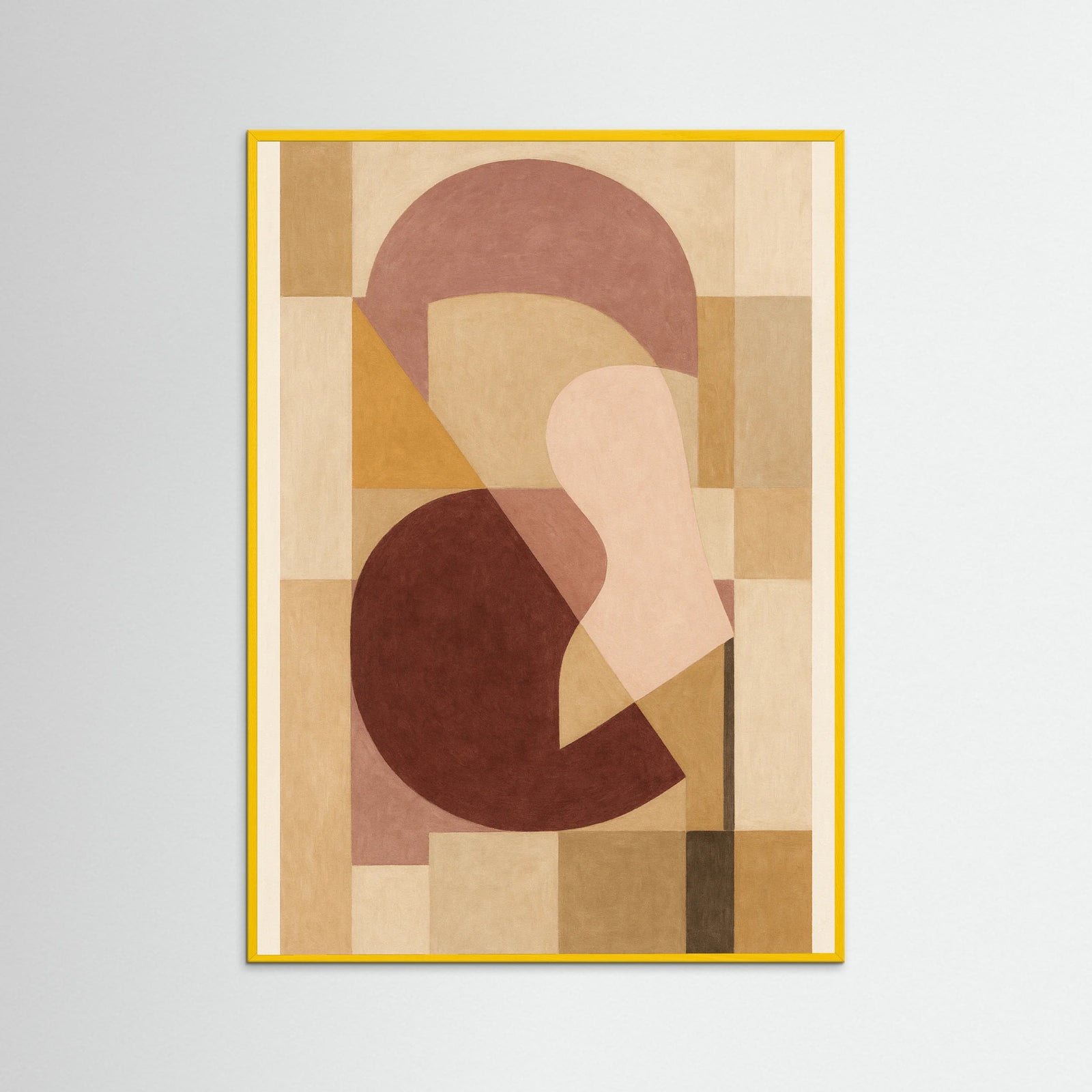 Yellow Wood Abstract Red Forms