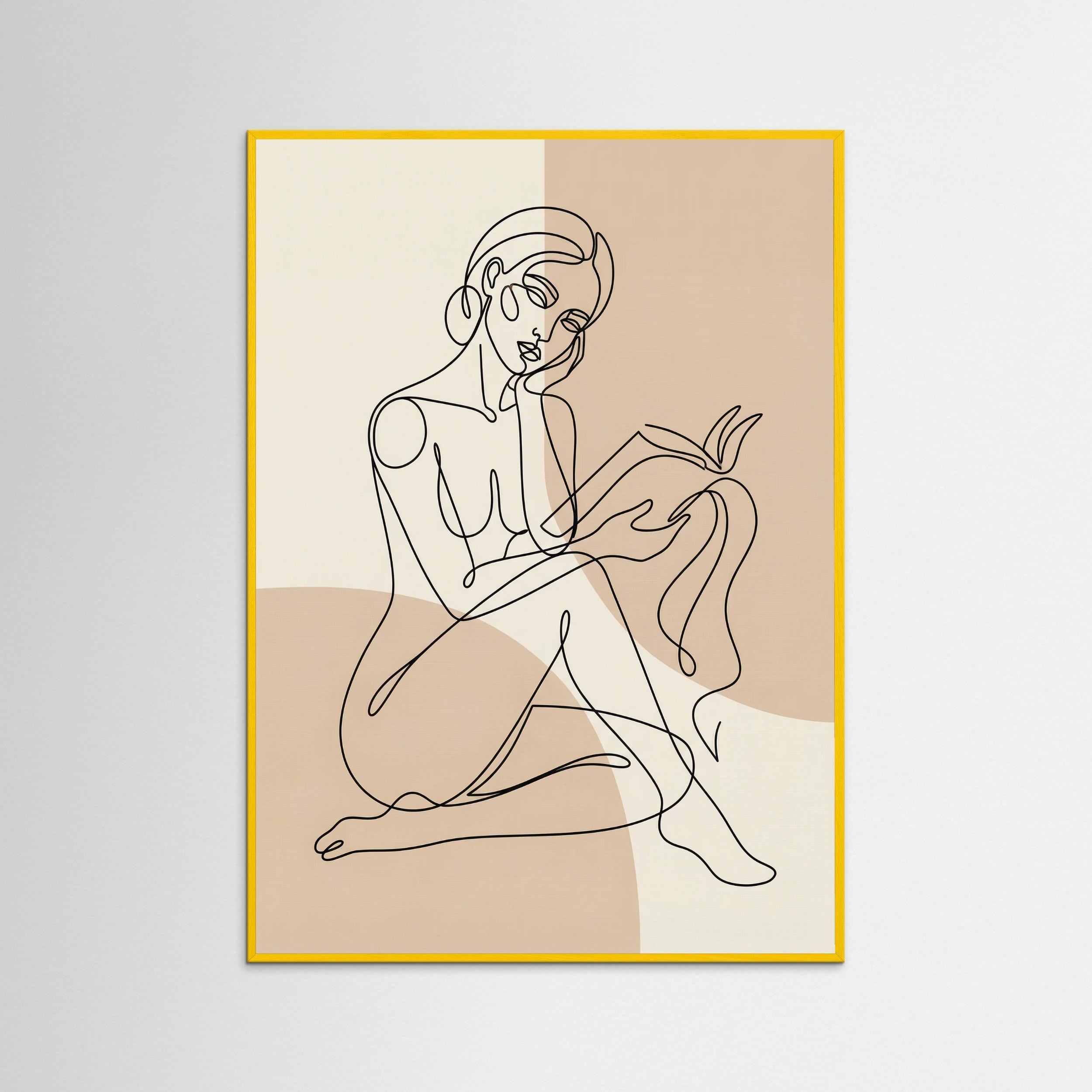 Yellow Wood Abstract Woman Profile