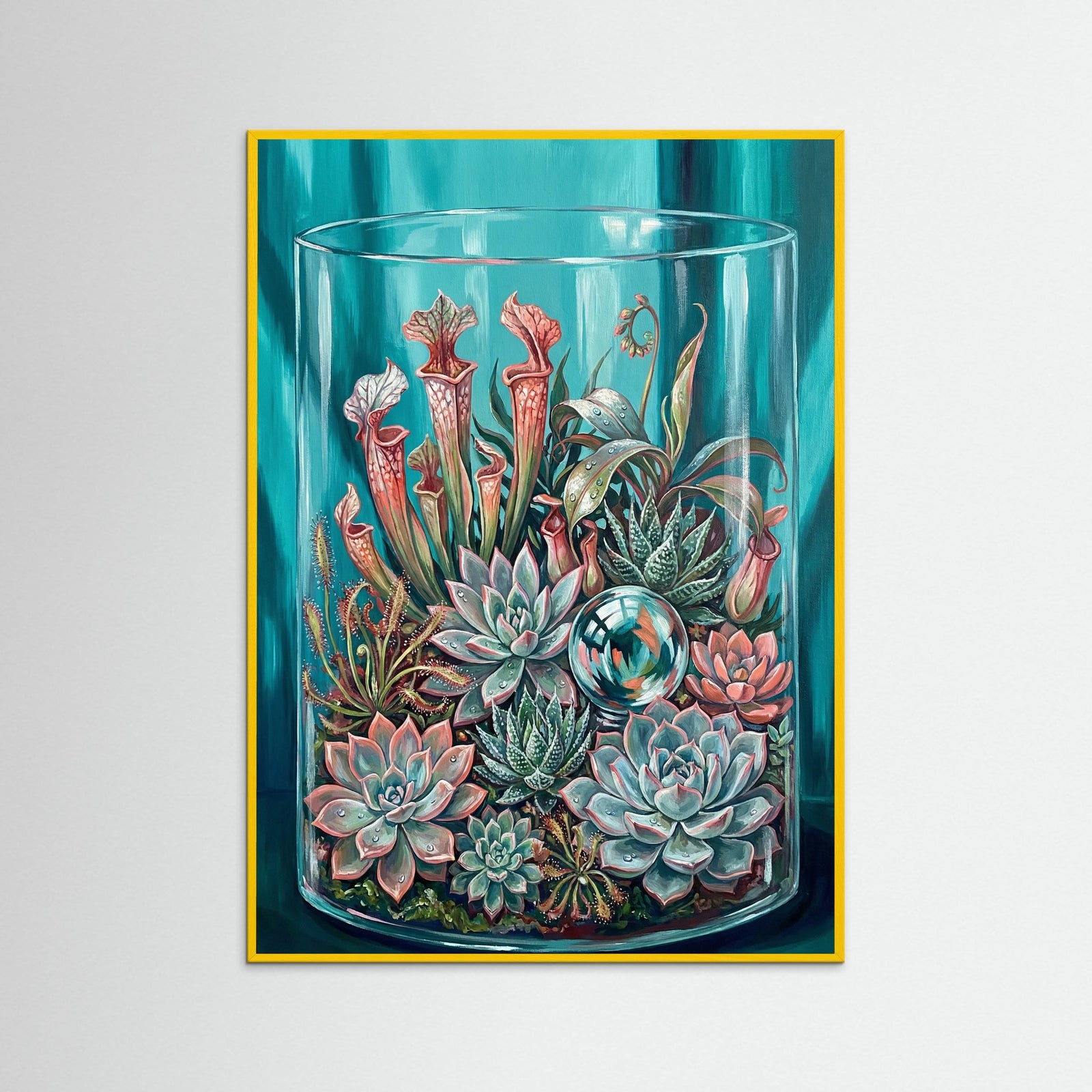 Yellow Wood Aqua Bloom Still Life