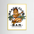 Yellow Wood Beach Club Bar. Sailor Jerry Style Pin-up Girl Playing Guitar Poster