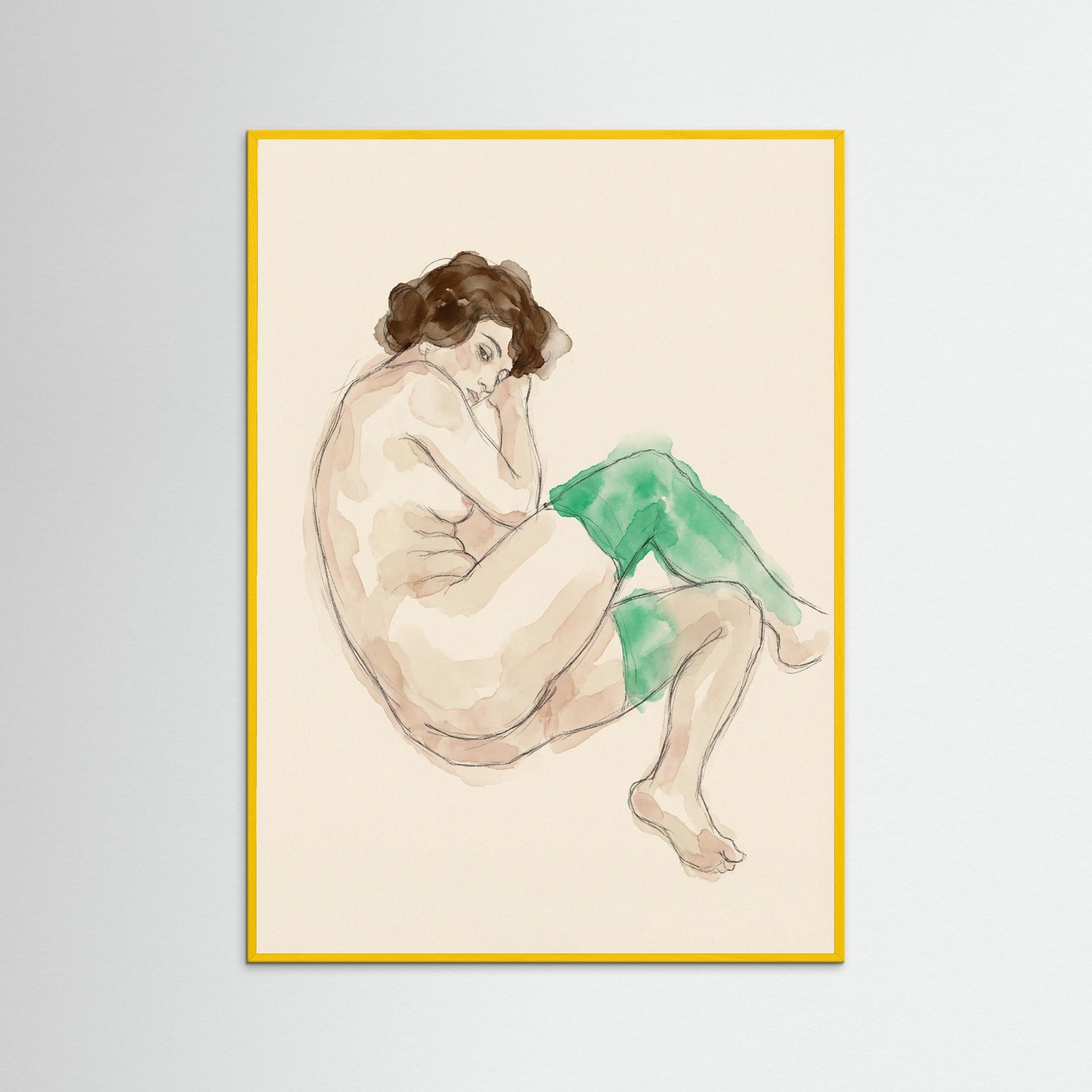 Yellow Wood Bending Nude Study