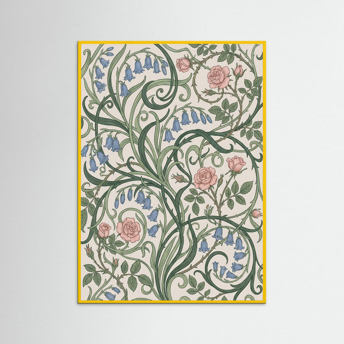 Yellow Wood Berry Vine Pattern