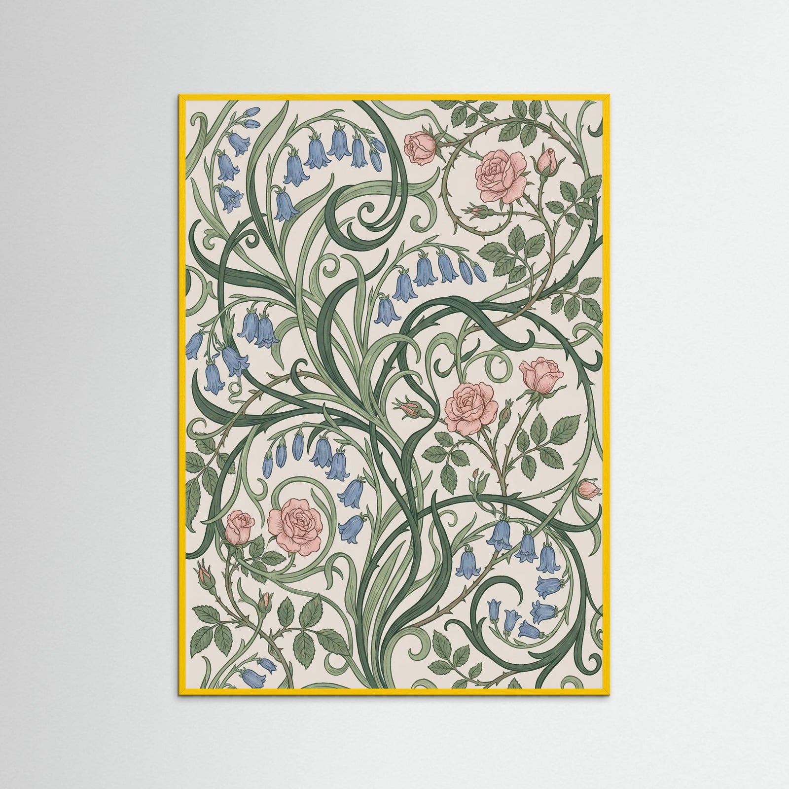 Yellow Wood Berry Vine Pattern