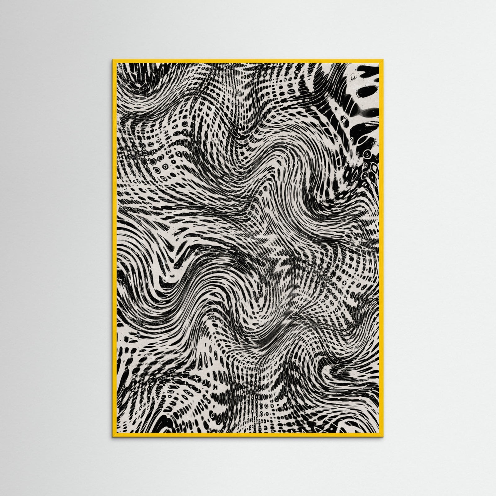 Yellow Wood Black And White Net Pattern Poster