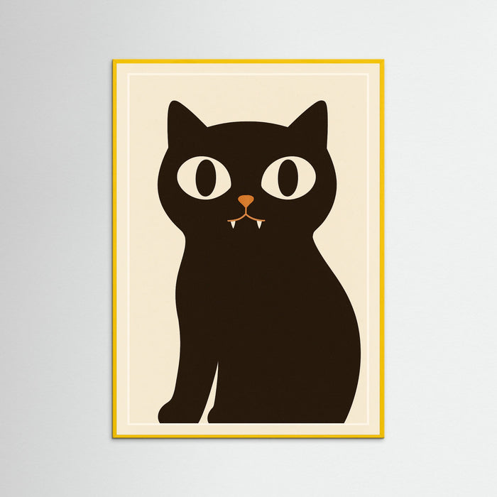 Yellow Wood Black Cat Art