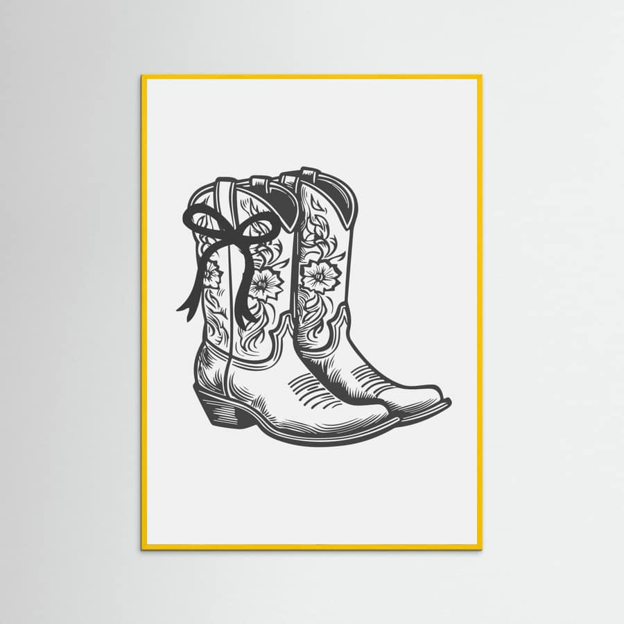 Black Cowgirl Boots with Bow Poster – Poster und Kunstdruck